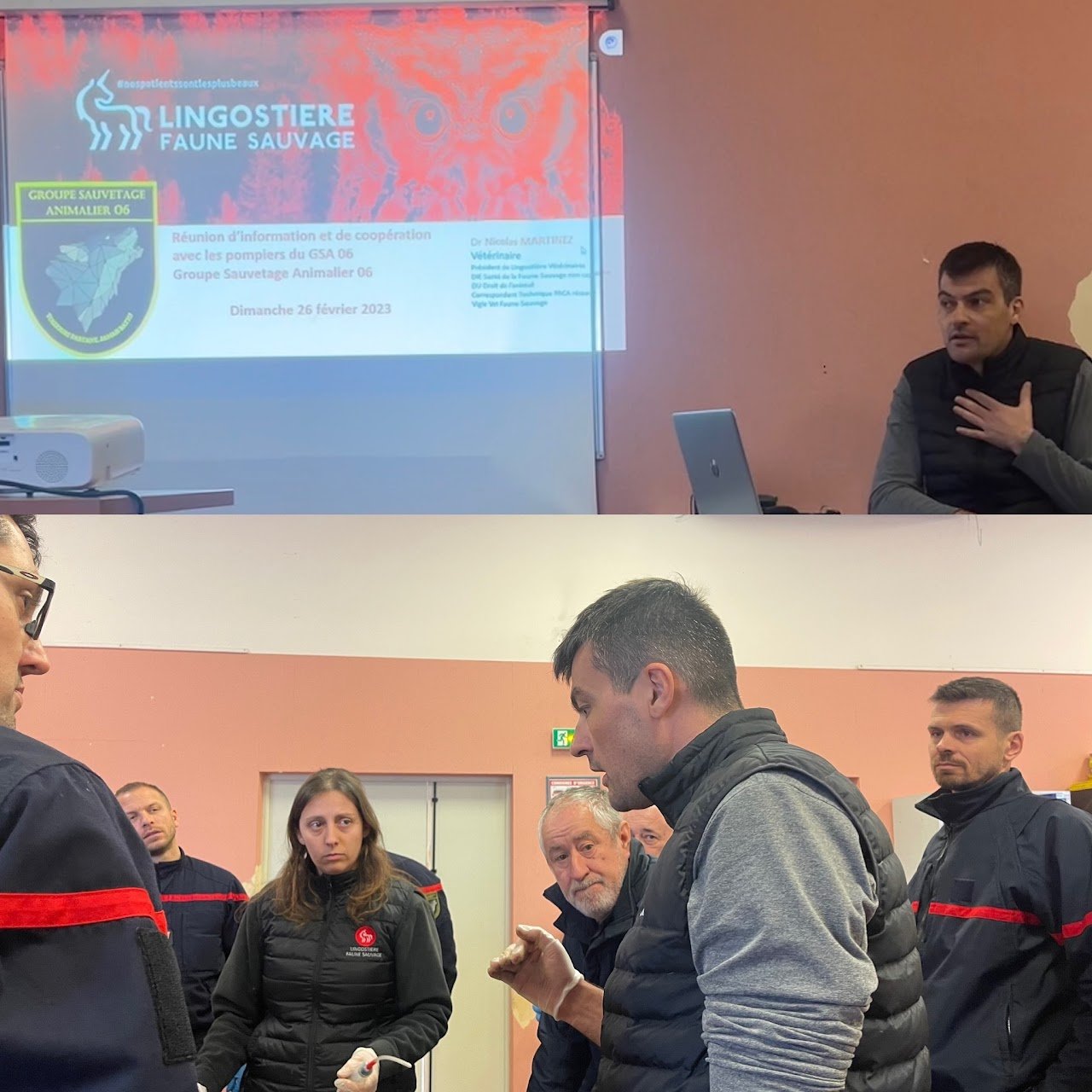 Dr Nicolas MARTINEZ vétérinaire en formation pratique aux pompiers du GSA06 à Nice